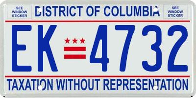 DC license plate EK4732