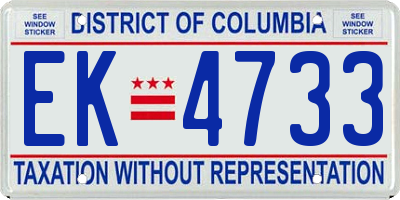 DC license plate EK4733