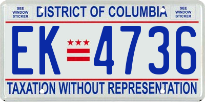 DC license plate EK4736