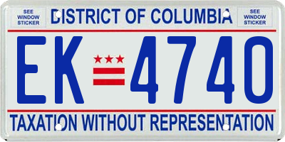 DC license plate EK4740