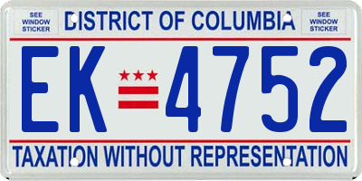 DC license plate EK4752