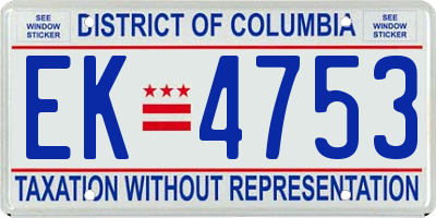 DC license plate EK4753
