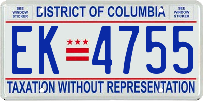 DC license plate EK4755