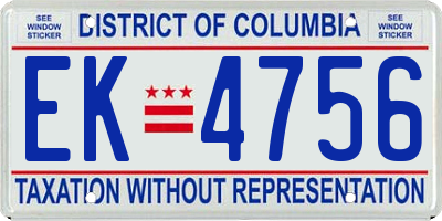 DC license plate EK4756