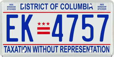 DC license plate EK4757