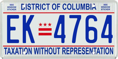 DC license plate EK4764