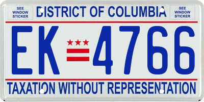 DC license plate EK4766