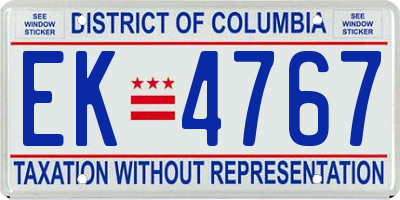 DC license plate EK4767