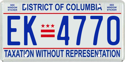 DC license plate EK4770