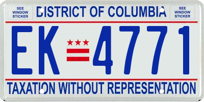 DC license plate EK4771