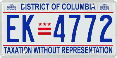 DC license plate EK4772