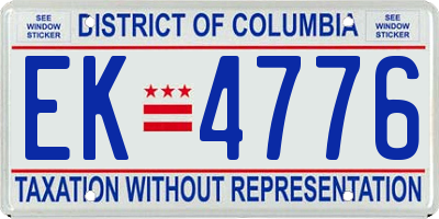 DC license plate EK4776