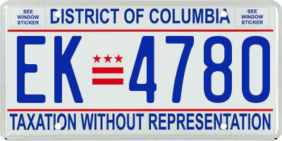 DC license plate EK4780