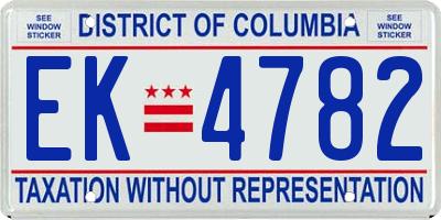 DC license plate EK4782