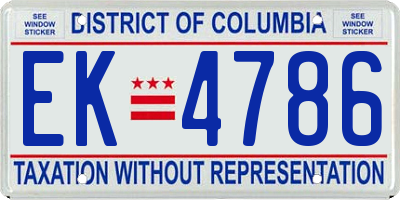 DC license plate EK4786