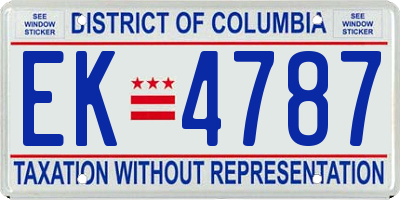 DC license plate EK4787