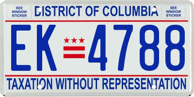 DC license plate EK4788