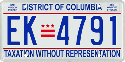 DC license plate EK4791