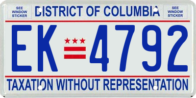 DC license plate EK4792