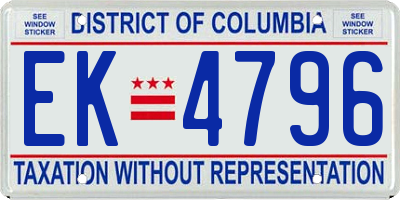 DC license plate EK4796