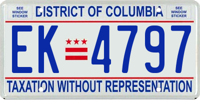 DC license plate EK4797