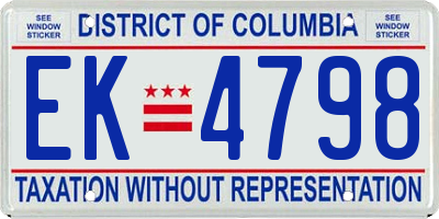 DC license plate EK4798