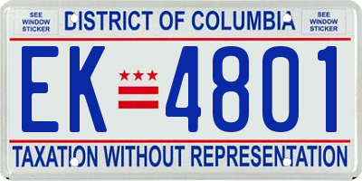 DC license plate EK4801