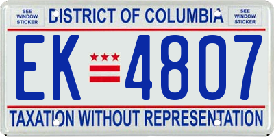 DC license plate EK4807