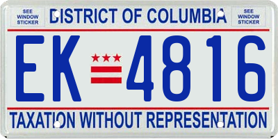 DC license plate EK4816