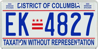 DC license plate EK4827
