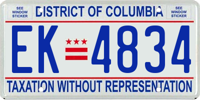 DC license plate EK4834