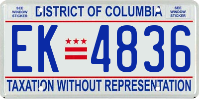 DC license plate EK4836