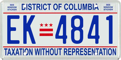 DC license plate EK4841