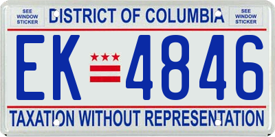DC license plate EK4846