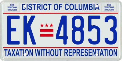 DC license plate EK4853