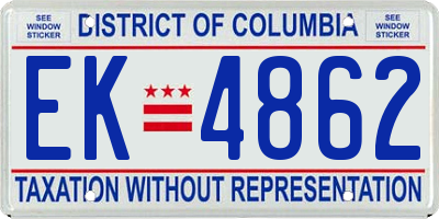 DC license plate EK4862