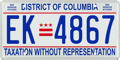 DC license plate EK4867