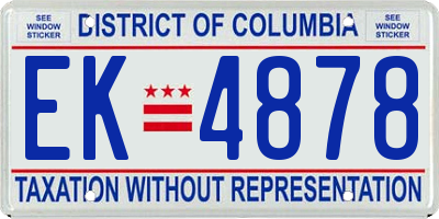 DC license plate EK4878