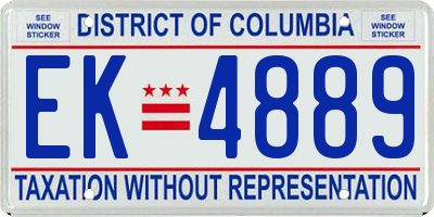 DC license plate EK4889
