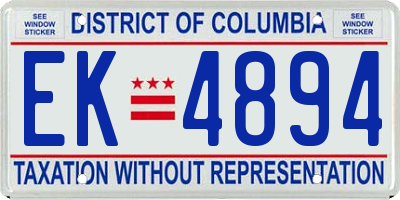 DC license plate EK4894