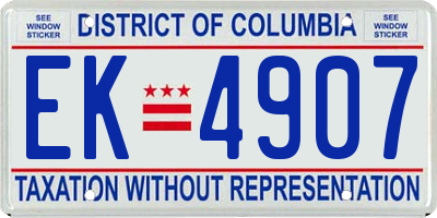 DC license plate EK4907