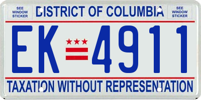 DC license plate EK4911