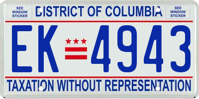 DC license plate EK4943