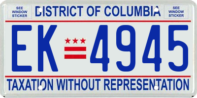 DC license plate EK4945