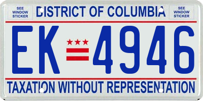 DC license plate EK4946