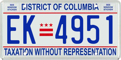DC license plate EK4951