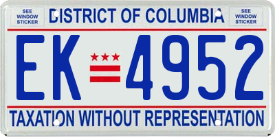 DC license plate EK4952