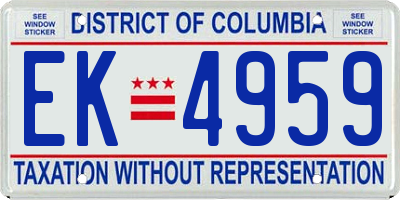 DC license plate EK4959