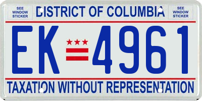DC license plate EK4961