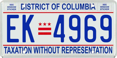 DC license plate EK4969